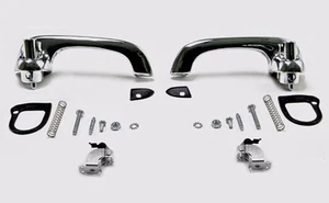 NEW! 1965-1966 Mustang Outside Door Handles Pads Hardware Chrome Brand New - Picture 1 of 6