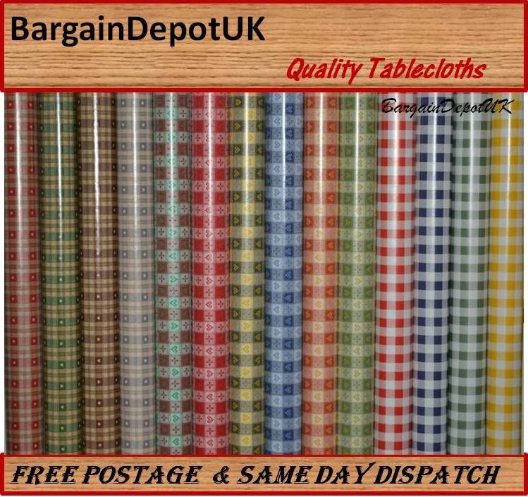 Heart Check PVC Vinyl Tablecloth Oilcloth Wipe Clean 140cm wide Premium Quality - Image 1 of 1