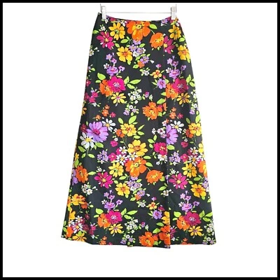Maxi Falda Floral Jackfin Años 70 Vintage Coloridas Flores Fiesta Falda 12 Foto 1 de 4