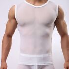 T-Shir Vest Basic Tee Clubwear Fishnet T-Shirt Men See-Through Sexy Short Sleeve