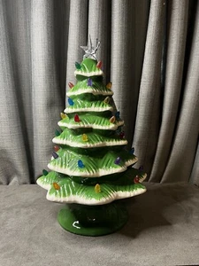 Ceramic Lighted Christmas Tree Battery Operated Multicolor Star 14” New - Picture 1 of 16