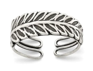 Sterling Silver Antiqued Leaf Toe Ring - Picture 1 of 4