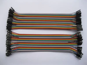 2 pcs Jumper wire Female to Female 40 Pin 2.54mm Coloured Ribbon Cable 30cm(12") - Picture 1 of 3