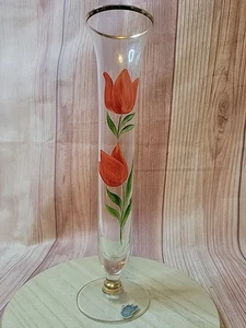 Jarrón de vidrio Wrst Virginia con tulipanes rojos 10" - Imagen 1 de 7