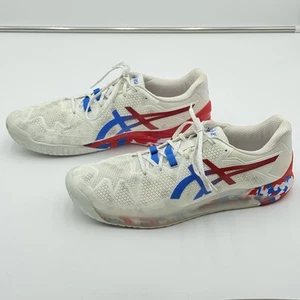 ASICS Gel-Resolution Men’s Tennis Shoes White Red Blue Sz 14 Excellent Condition - Picture 1 of 11