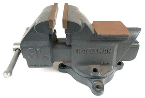 Craftsman Vice 518671 3 1/2" con empuñadura de tubo base giratoria hecha en EE. UU. De colección - Imagen 1 de 9