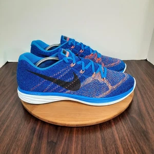 Nike Flyknit Lunar 3 Mens 12 Shoes Photo Blue White Running Sneakers 2015 NEW - Picture 1 of 10