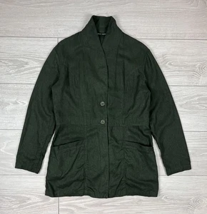 Gudrun Sjoden Linen Viscose Green Button Pocket Jacket Womens L Size - Picture 1 of 9