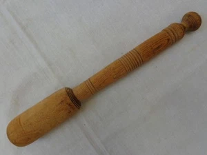 Antiker rustikaler Holzstößel Vintage primitiv handgeschnitzt Mörser Lebensmittel Schleifwerkzeug - Bild 1 von 6