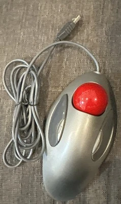 Logitech T-BC21 PC Mouse Trackman Trackball Red Marble Ergonomic Ambidextrous - Image 1 of 4