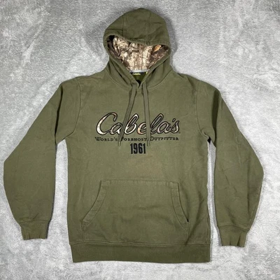 Cabela's Sudadera con Capucha Para Hombre Pequeña Verde Camuflada Forrada Pullover 1961 Sudadera Gráfica Foto 1 de 4