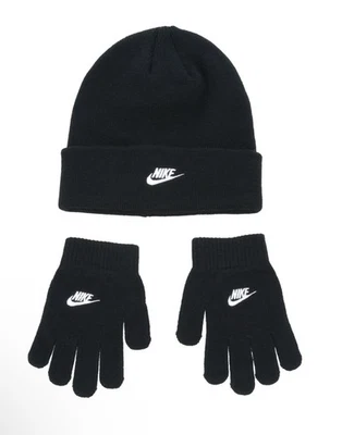 Nike Niños Negro Conjunto de 2 Piezas Gorro y Guantes Nuevo con Etiquetas Foto 1 de 2