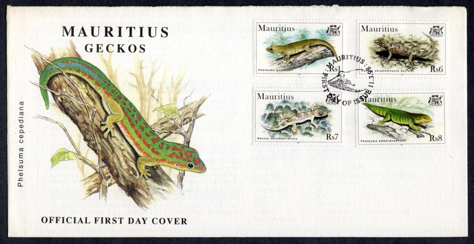 FAUNA GECKOS LIZARDS REPTILES 1998 MAURITIUS FDC (TOP IS OPENED) - Image 1 of 1