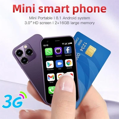Mini 3G Smartphone 3" WiFi 2GB+16GB Slim HD Camera Dual SIM Cell Phone Kids Gift - Image 1 of 4