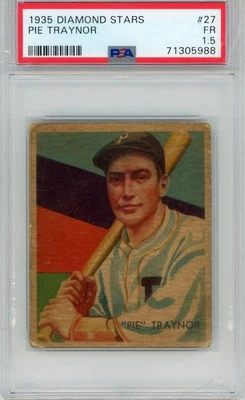 1935 Diamond Stars # 27 Pie Traynor Pittsburgh Pirates PSA 1.5 "Free Shipping" - Image 1 of 2