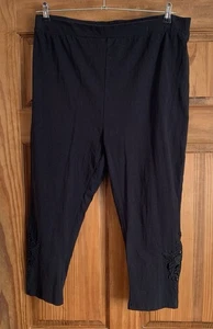 Yours Cropped Black High Rise Side Lace Detail Legging -Size 22 - Picture 1 of 2
