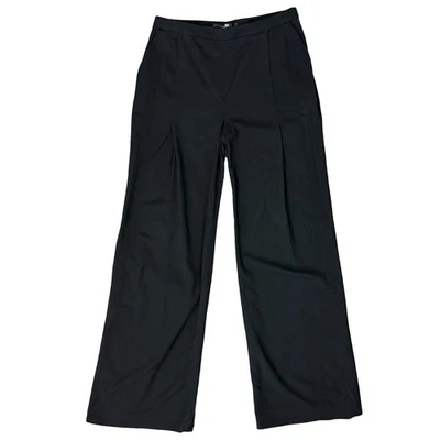 Pantalones de pierna ancha plisados negros Elisabetta Franchi pantalones de mezcla de lana talla 40/10 Foto 1 de 4