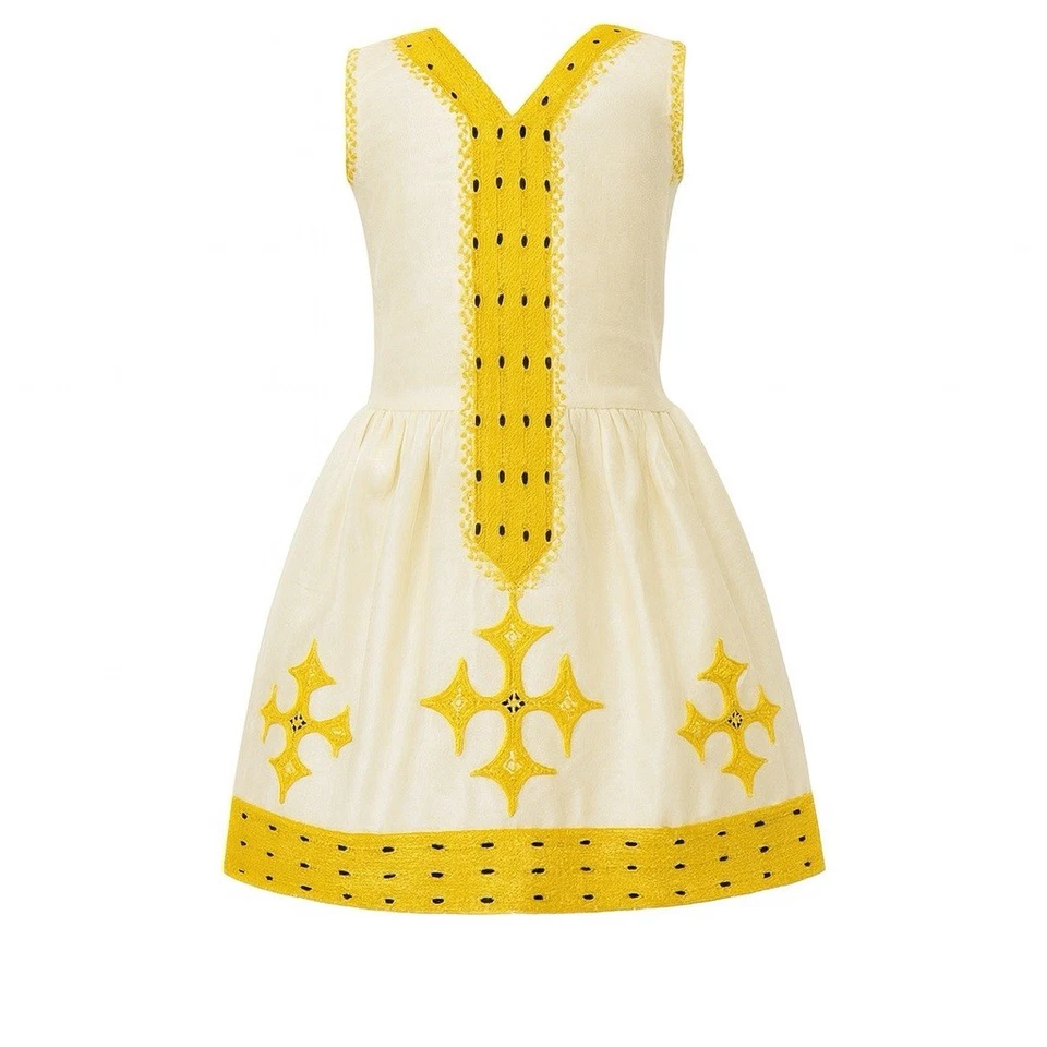 Vestido Etíope Eritreo Habesha Tradicional Niña Hecho a Mano Talla 5/6 Tribal Foto 1 de 4