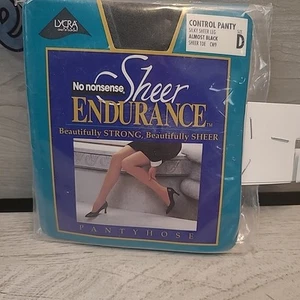 No Nonsense Sheer Endurance Pantyhose Size D Almost Black Sheer Toe CW9 NEW NOS  - Picture 1 of 5