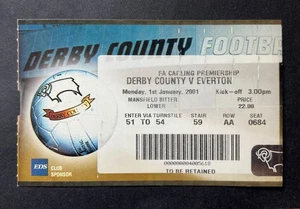 Boleto de colección 2001 Premier League Derby County vs Everton 1/1/01 - Imagen 1 de 2