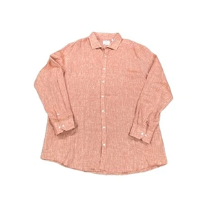 Camicia uomo Baird Mcnutt Murano lino 2XT rosso arancione manica lunga con bottoni - Foto 1 di 12