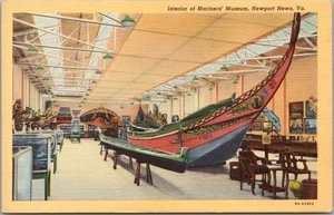 1938 NEWPORT NEWS, Virginia Postal "Interior Mariner's Museum" Curteich Linen - Imagen 1 de 2
