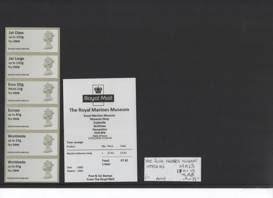 MACHIN Ma13 RMM MUSEUM  Collector Strip  FIRST WEEK  17/1/15  POST GO  -  SCARCE - Image 1 of 1