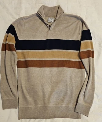 Faze 1 Striped Sweater 1/4 Zip Kids XL (18) Oat/Navy/Rust FREE SHIPPING - Image 1 of 4