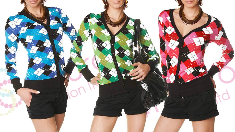 Winter Collection - Unique Jumper Cardigan with checkered pattern "Noemi" 4048 - Image 1 of 1