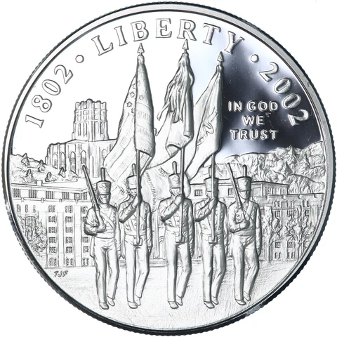 2002 W West Point Bicentennial Proof 90% Silver Dollar US Coin See Pics W765 Cover