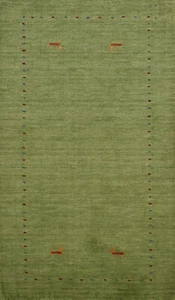 Luxurious Handmade Small Rug Green Tribal Gabbeh Rug 2x5 ft - Picture 1 of 18