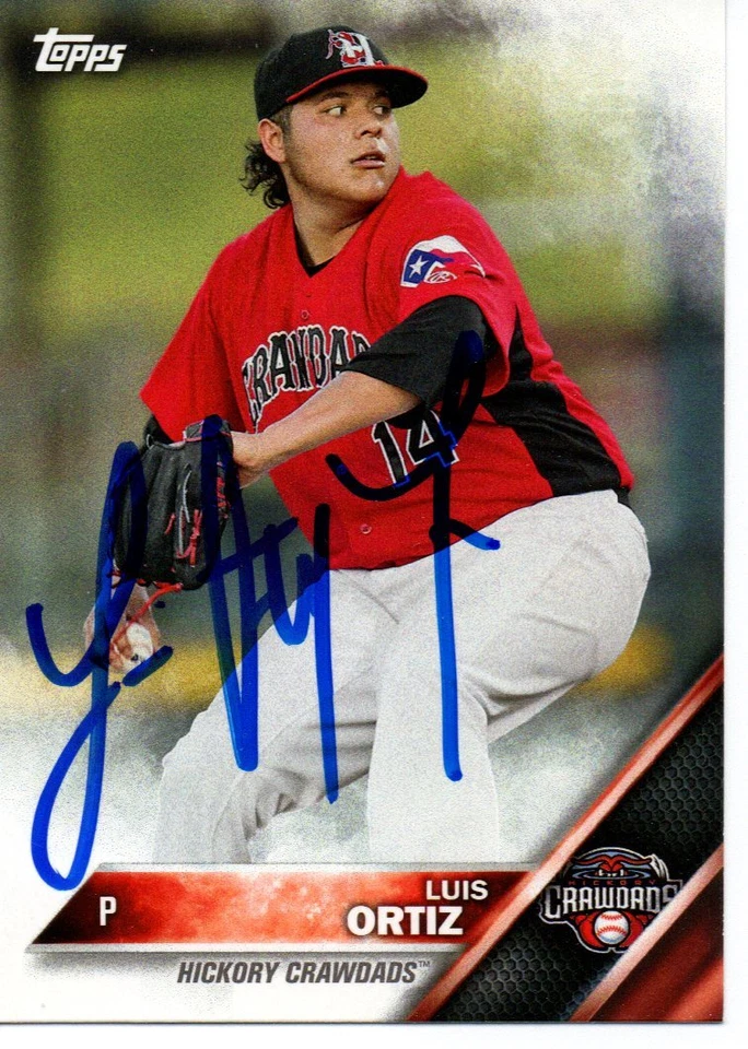 Luis Ortiz Hickory Crawdads 2016 Topps Pro Debut Signed Card - Image 1 of 1