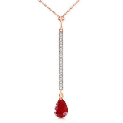 Brand New 14K Solid Rose gold 18" fine Necklace w diamonds & Ruby - Image 1 of 4