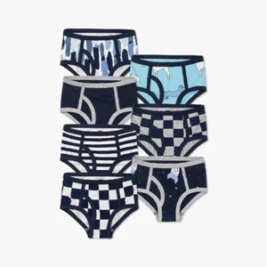 monica + andy slip intimo ragazzo blu stampe e solidi confezione da 7 pezzi biologico 4/5T - Foto 1 di 8