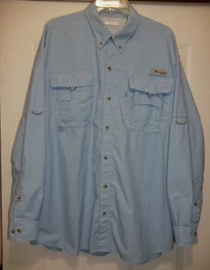 Columbia PFG Herren Button Up Hemd Blau SS Angeln Belüftet Boot Outdoor Gr. XL - Bild 1 von 9