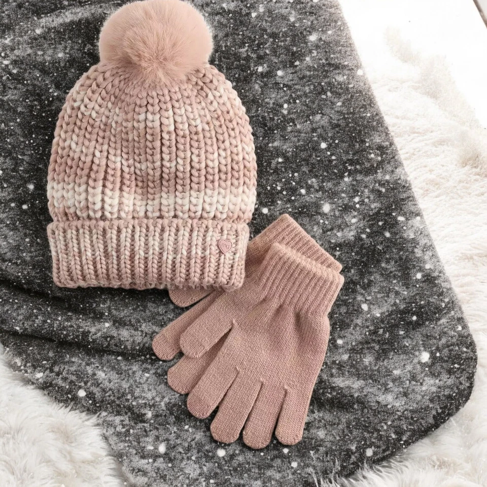 Conjunto de gorro y guantes para niña Madden Girl, rubor ombre, 7-16 Foto 1 de 1