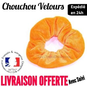 🇨🇵 Chouchou velours Orange ou tissu Attache Élastique ⭐ Accessoire cheveux 