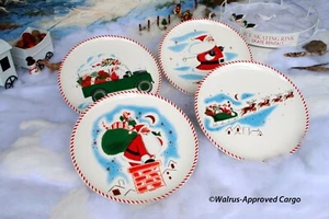 PLATOS DE ENSALADA WEST ELM SANTA (4) -NUEVO EN CAJA- ¡DELEITE SU MESA NAVIDEÑA A LA ICÓNICA SANTA! - Imagen 1 de 12