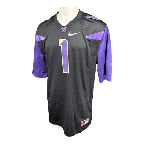 Nike Team Washington Huskies Football Jersey #1 Men's L Black Purple Authentic Cover