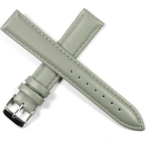 LIGHT GREY LEATHER WATCH STRAP 12MM 14MM 16MM 18MM 20MM 22MM PADDED - Picture 1 of 6