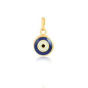 Greek Eye Evil Eye 18k Solid Gold Pendant for Necklace for Girls and Women 