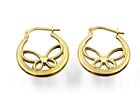 .925 YELLOW GOLD PLATED Openwork Butterfly Hinged Hoop Earrings, 1.22g - S14