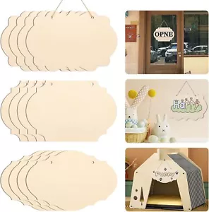 12PCS Unfinished Wood Crafts Blanks Hanging Rectangle Wood Plaque 3 shapes - Picture 1 of 3