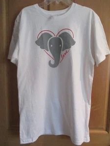 NEW Ellen Show T-SHIRT TEE SHIRT LADIES M White Be Kind to Elephants Love - Picture 1 of 2