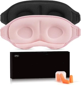 2x maschera per dormire 3D maschera per occhi occhiali per dormire + tappi per le orecchie + sacchetto di immagazzinaggio DE - Foto 1 di 11