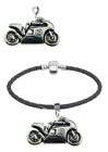P2 Motorcycle charm on a silver Faux Leather Snake Bracelet or charm p2ar