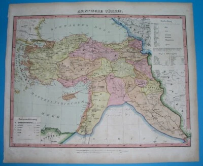 1856 NICE ORIGINAL MAP ARMENIA CYPRUS PALESTINE TURKEY IRAQ JORDAN LEBANON  - Image 1 of 4
