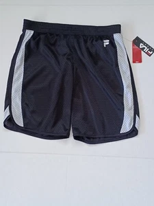 Fila Boys Mesh Athletic Shorts - Black and white stripe wicking size L 14 - Picture 1 of 3