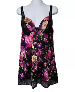 Smart & Sexy Negligee Damen 40D schwarz Blumen Spitzenbesatz Bügel Nachthemd Dessous - Bild 1 von 12