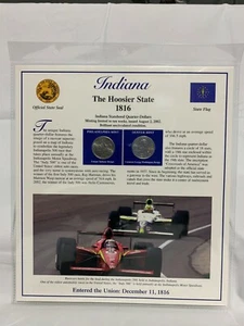 2002 Indiana BU P&D Postal Commemorative Society Statehood Quarters & Stamps - Picture 1 of 2